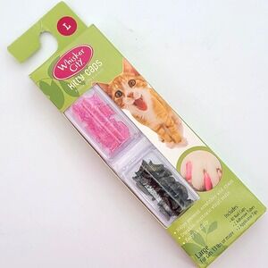 Whisker City Kitty Nail Caps 40 ct. Black & Pink Glitter Size Large (13 lb+) NEW